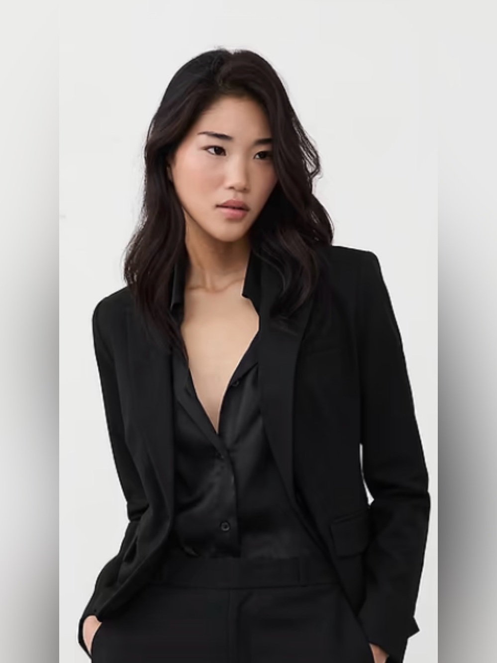 Banana Republic Structured 2-Button Wool Blend Blazer Black Size 4